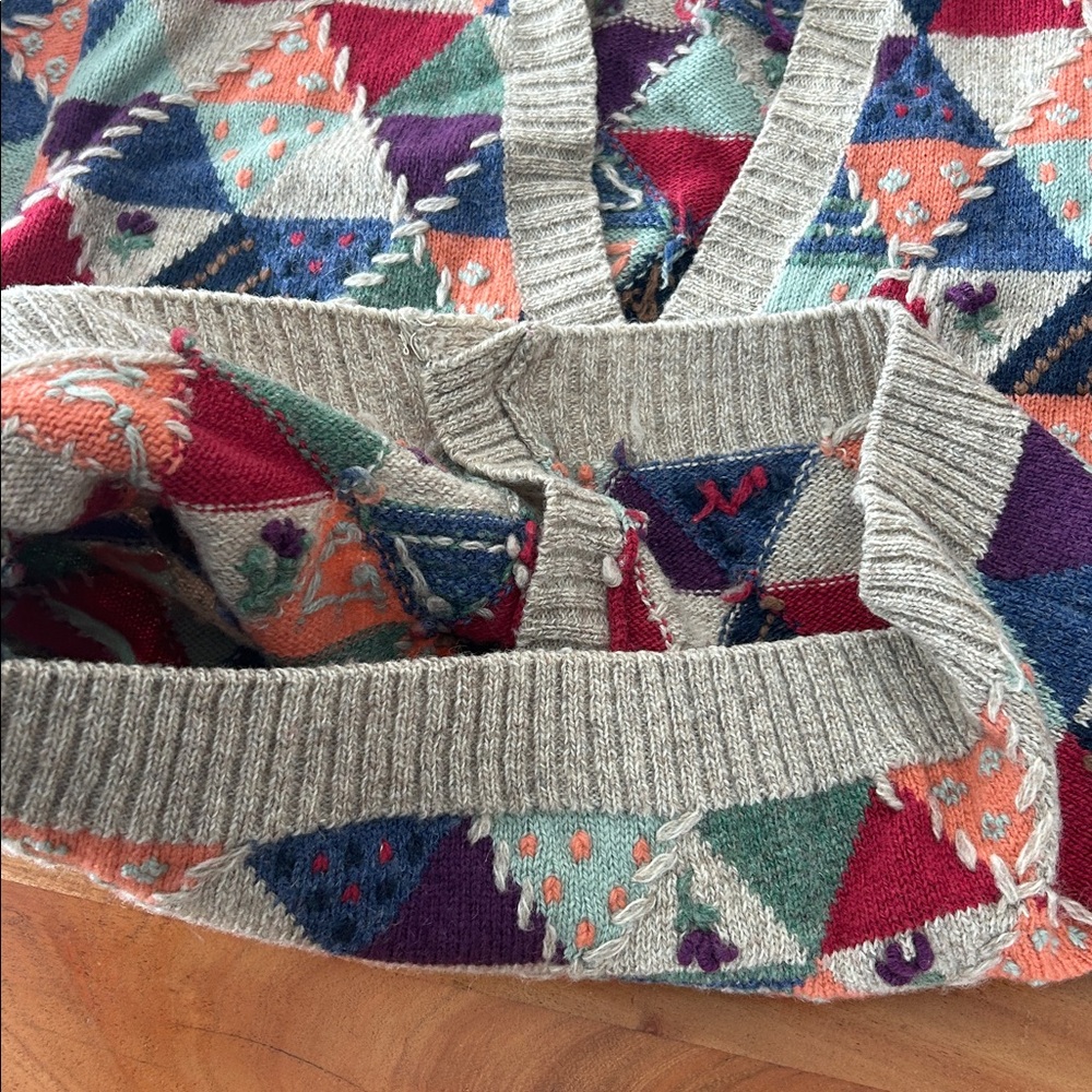 Eddie Bauer Vintage Wool Patchwork Cardigan in medium geometric shapes - Picture 8 of 8